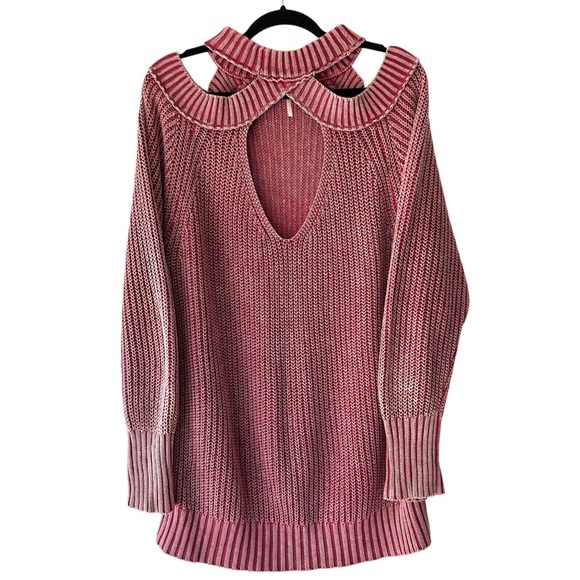 FREE PEOPLE NWOT CORAZON HALF MOON BAY COLD SHOULDER COTTON KNIT SWEATER MEDIUM - Picture 8 of 14